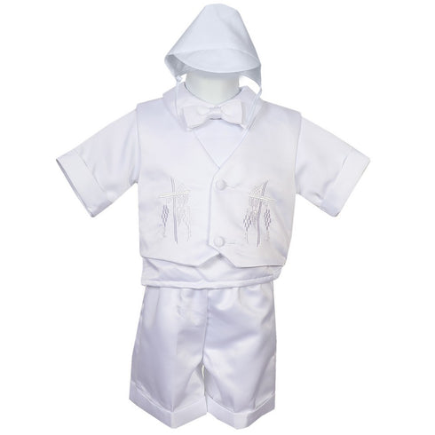 Rafael Collection Little Boys 4 pc Cross Grapevine Vest Hat Baptism Outfit 2-4 - SophiasStyle.com